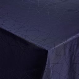 Borddug - Damask dug - Mørkeblå tekstildug - Jacquardvævet dug med geometrisk mønster - Eksklusiv festdug